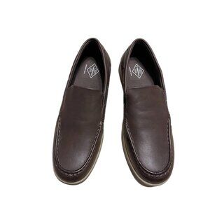 St John's Bay Men's Dark Brown Leather Boat Shoes Loafers Size 10.5